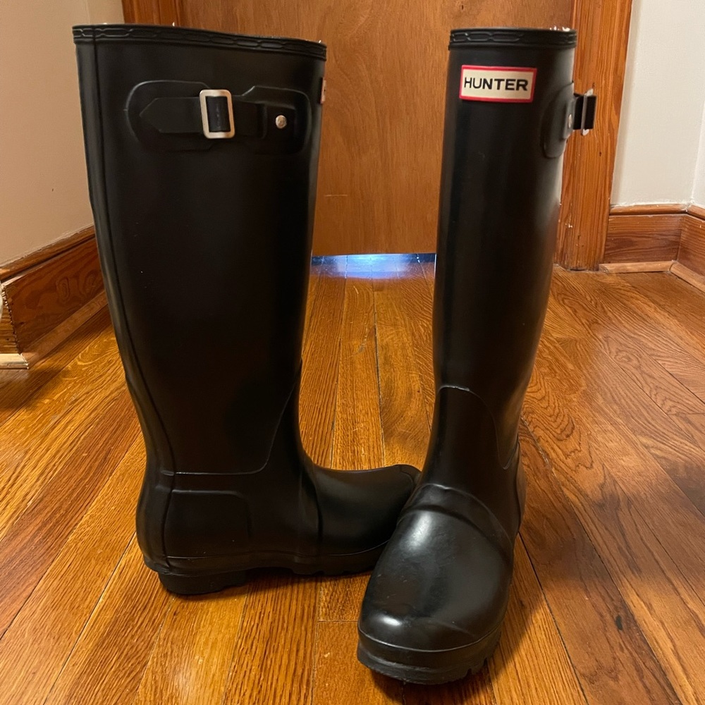 Hunter black original tall rain boots